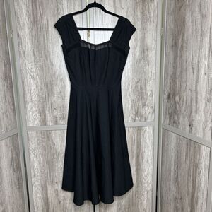 Stop Staring Vintage Dress Fit and Flare Black Color Knee Length Retro Size M